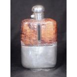 Edward VII sterling silver & glass whisky flask