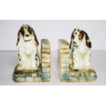 Pair spaniel form ceramic bookends