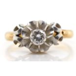 Two tone gold diamond solitaire ring