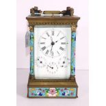 Chinese brass & cloisonne decorated carriage clock