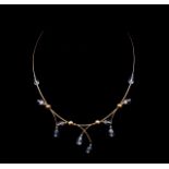 14ct yellow gold and topaz choker necklace