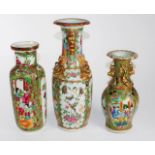 Three various Chinese Rose Medallion vases