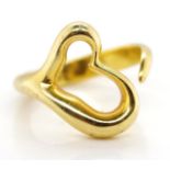 TIffany & Co Open Heart 18ct yellow gold ring