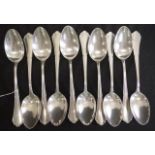 Set ten German silver soup spoons