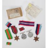 Four WWII Military medals & ribbons