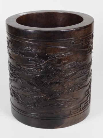 Good Chinese carved Zitan brush pot