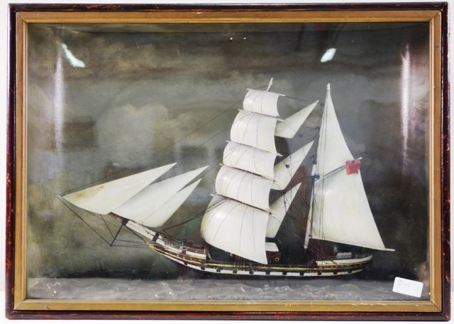 Victorian diorama of a navy sloop