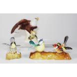 Three various Crown Staffordshire bird figurines