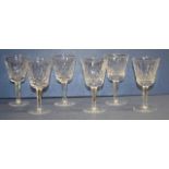Six Waterford 'Lismore' wine glasses