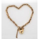 9ct rose gold bracelet with heart padlock clasp