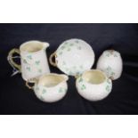 Five pieces Belleek tableware