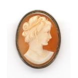 Carved cameo brooch