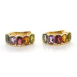 14ct yellow gold and multi gem earrings