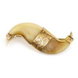 Antique 9ct gold and tigers claw brooch
