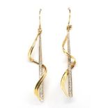 9ct two tone gold and diamond hanging earrings