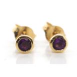 Amethyst and 9ct yellow gold stud earrings