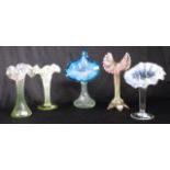 Five assorted Victorian glass vases