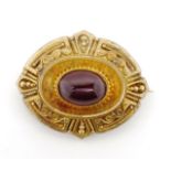 Victorian gold and garnet mourning brooch