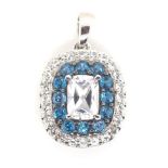 9ct gold and blue and white gemstone pendant