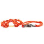 Two Coral bracelets