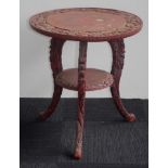 Eastern red lacquered 2 tier occasional table