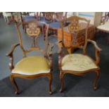 Two Edwardian shield back armchairs