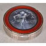 Continental silver & enamel powder box