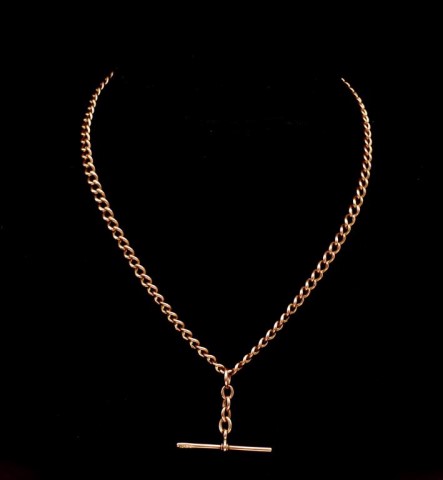 Antique 9ct rose gold fob chain and t-bar - Image 5 of 6