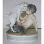 Royal Copenhagen 'Faun with goat' figure