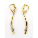 14ct yellow gold and diamond hanging earrings