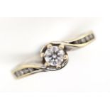 Diamond solitaire and 18ct white gold ring