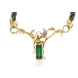 Green Tourmaline, 18ct gold and silk cord choker
