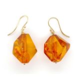 Facetted Baltic honey amber earrings