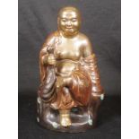 Chinese gilded ceramic Hotei Buddha figure