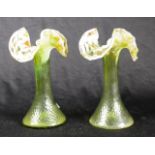 Pair of Victorian green glass vases