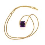 Amethyst and 9ct yellow gold pendant and chain