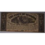 1864 The State of Georgia five dollar banknote