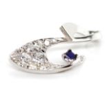 18ct White gold, sapphire and diamond pendant