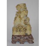 Carved Chinese soapstone village scene