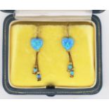 Synthetic Opal and 9ct gold heart earrings