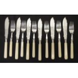 Vintage set six fish knives & forks