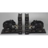 Pair of Ceylonese ebony elephant bookends