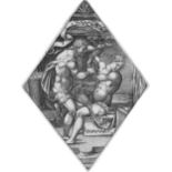 Claesz., Allaert: Amnon und Thamar Amnon und Thamar. Kupferstich in Rautenform. 8,6 x 6,5 cm.