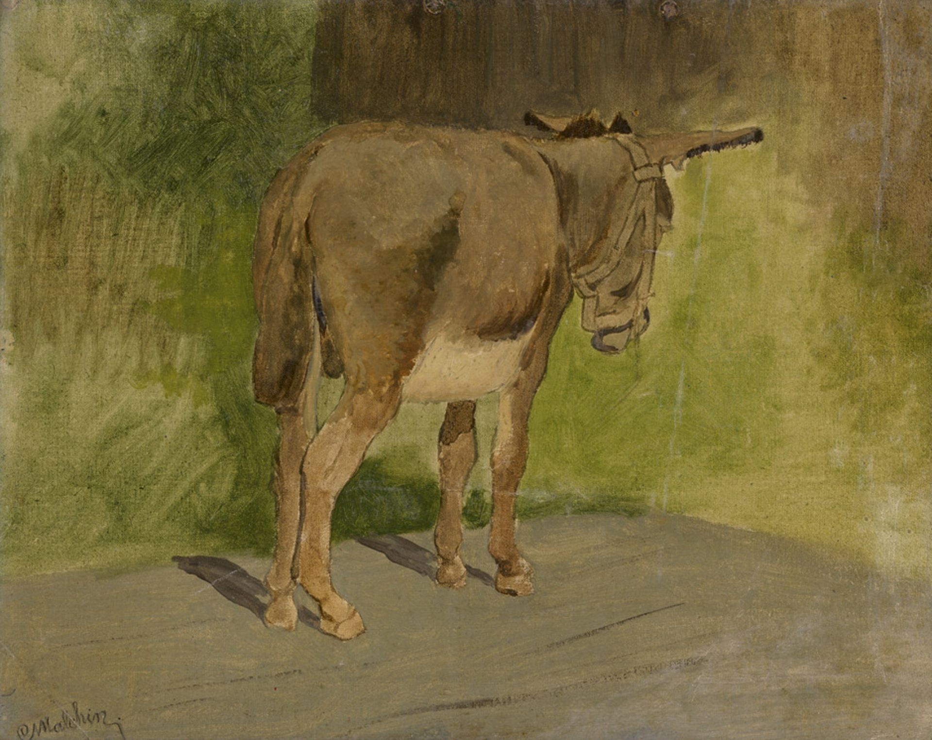Malchin, Carl: Stehender Esel Stehender Esel. Öl auf Leinwand, auf Pappe aufgezogen. 37 x 47 cm.