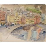 Albert-Lasard, Lou: St. Tropez St. Tropez Aquarell, Deckweiß und Feder in Schwarz auf CM Fabriano-