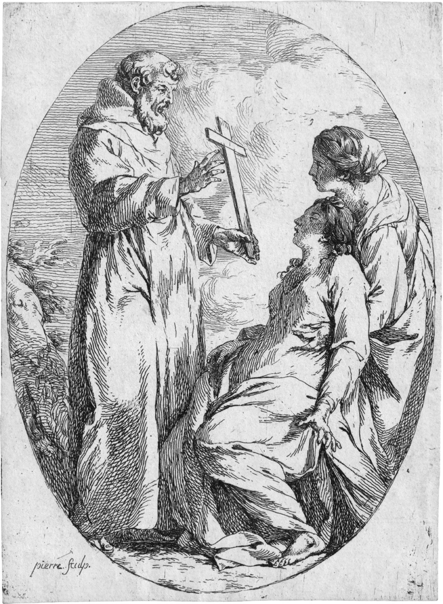 Pierre, Jean-Baptiste Marie: Der hl. Franz von Assisi heilt eine kranke Frau Der hl. Franz von