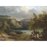 Rémond, Jean Charles Joseph: Badende am Lago di Nemi mit Blick auf die Gemeinde Nemi (Rom) Badende