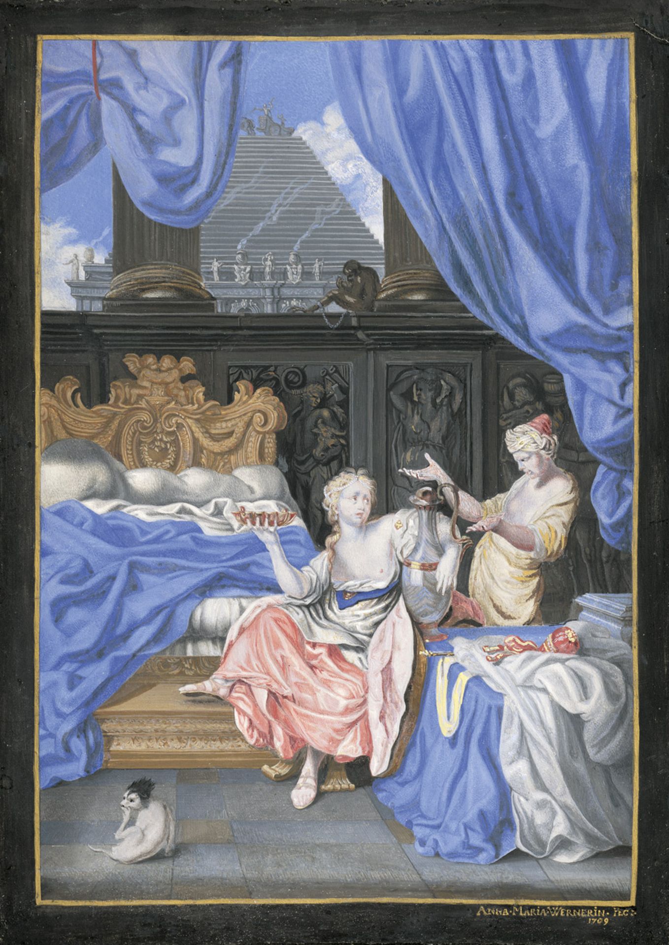 Werner, Anna Maria: Mausolus und Artemisia Mausolus und Artemisia. Gouache auf Pergament, mit