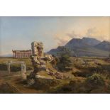 Italienisch: um 1860. Blick auf die Tempel von Paestum um 1860. Blick auf die Tempel von Paestum