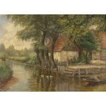 Moras, Walter: Kanal im Spreewald Kanal im Spreewald Öl auf Leinwand. Um 1900. 60,3 x 80,2 cm. Unten